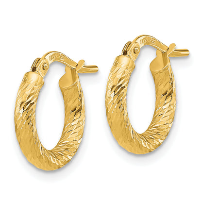 10K Yellow Gold Polished And Diamond-Cut 2.4mm Hoop Earrings