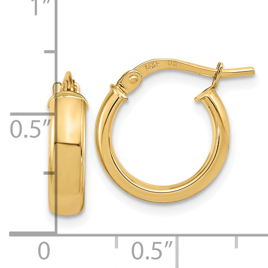 10K Yellow Gold Polished 3.7mm Hoop Earrings