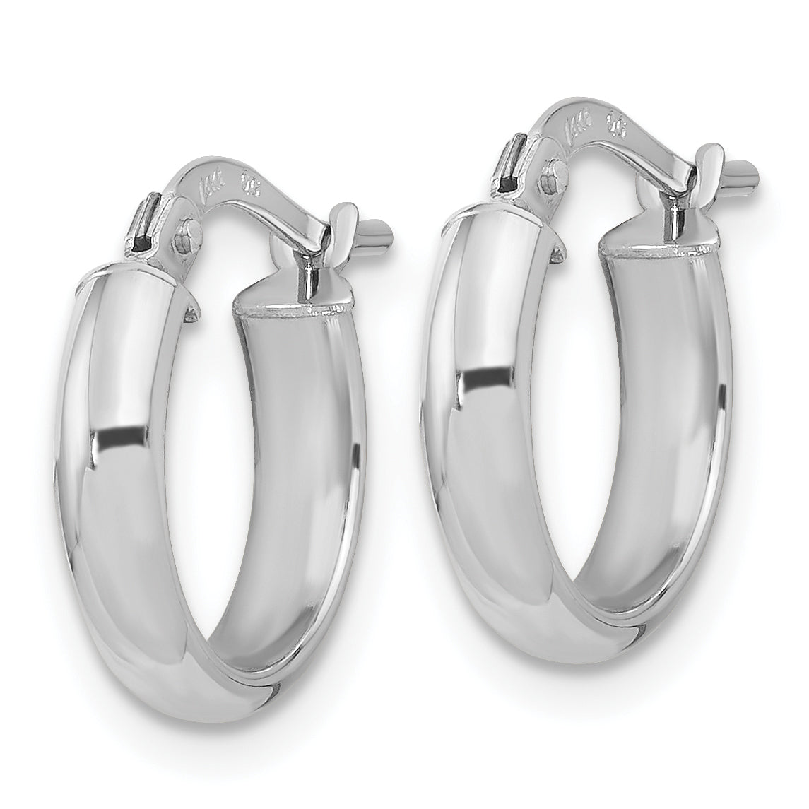 10K White Gold Polished 2.9mm Hoop Earrings