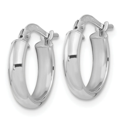 10K White Gold Polished 2.9mm Hoop Earrings