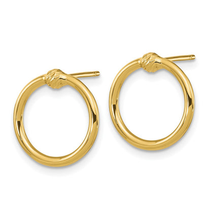 10K Yellow Gold Polished & D/C Circle Post Earrings