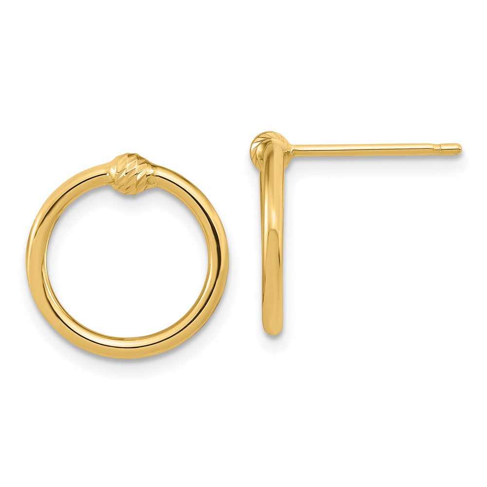 10K Yellow Gold Polished & D/C Circle Post Earrings