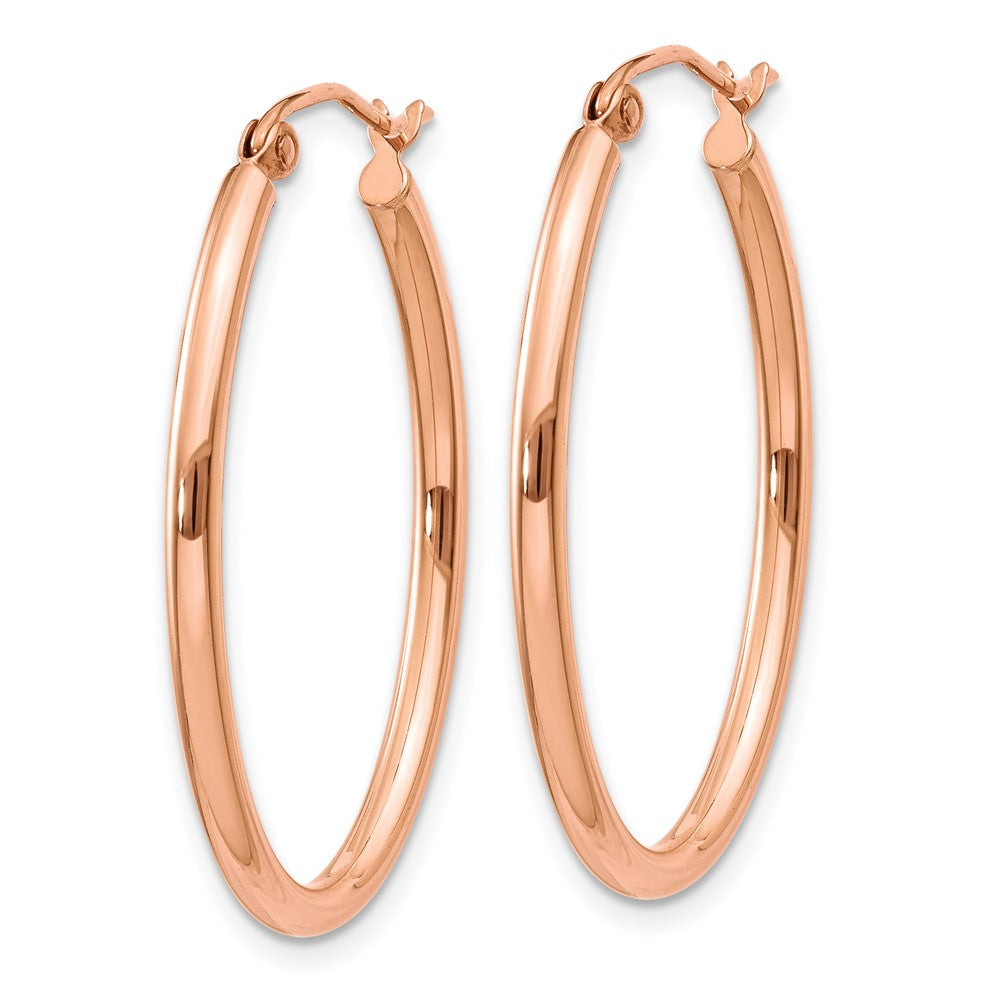 10K Rose Gold Oval Hoop Earrings