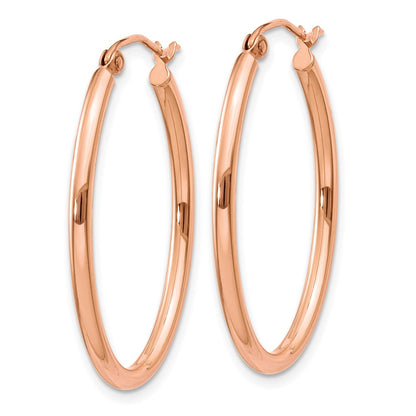 10K Rose Gold Oval Hoop Earrings