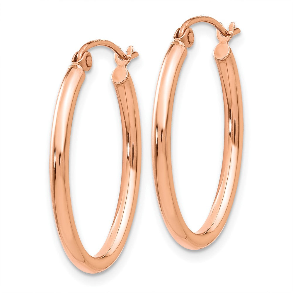 10K Rose Gold Oval Hoop Earrings
