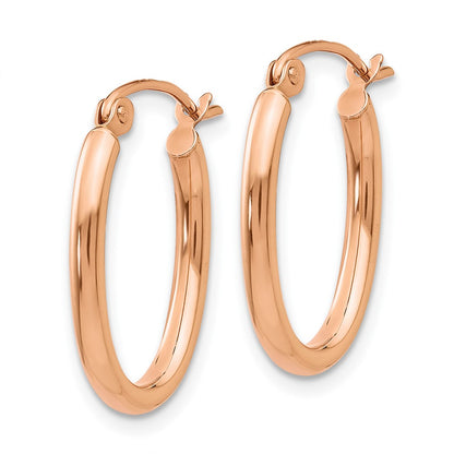 10K Rose Gold Oval Hoop Earrings