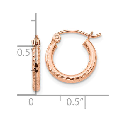 10K Rose Gold 10K Lightweight Diamond-Cut Hoop Earrings