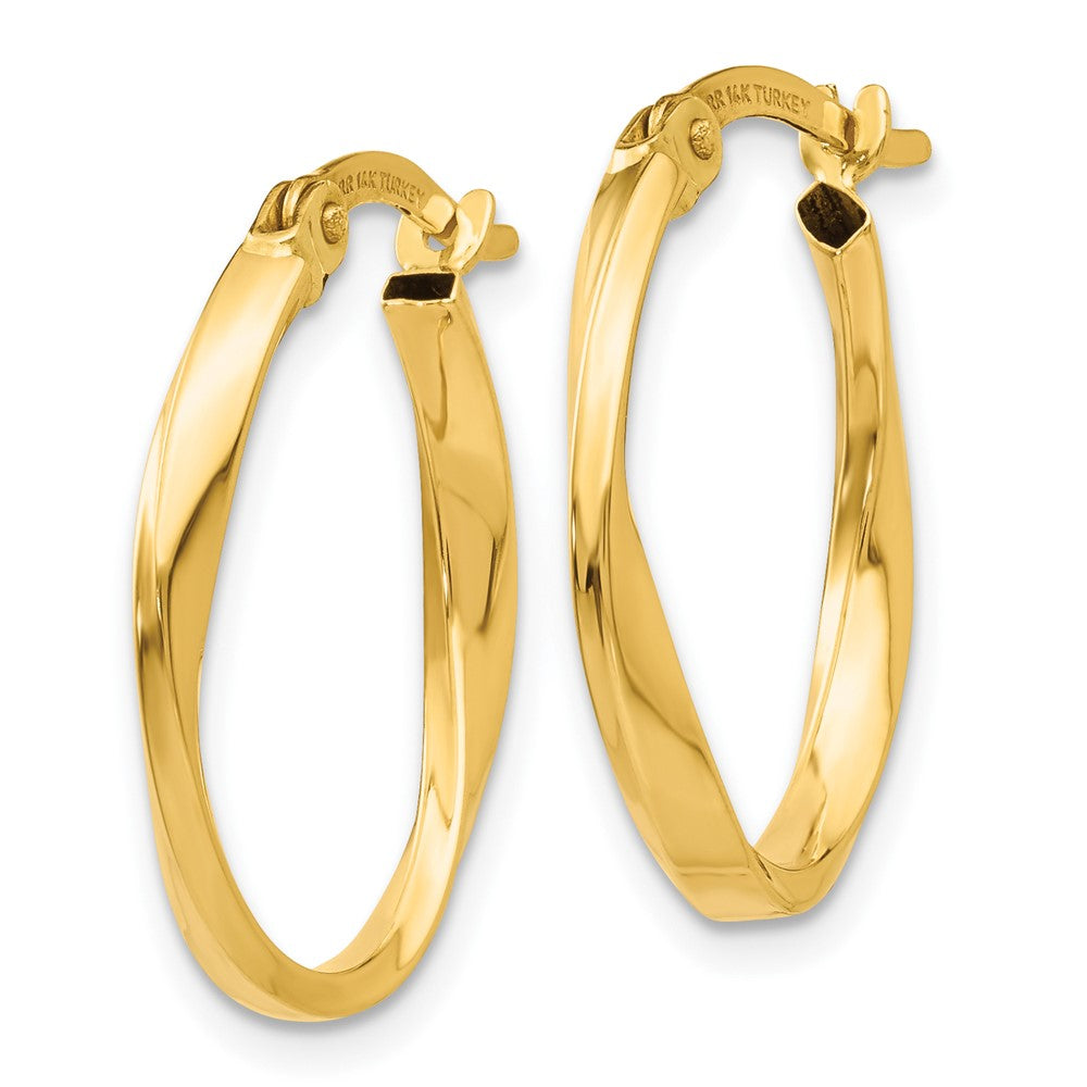 10K Yellow Gold Polished Twisted Oval Hoop Earrings