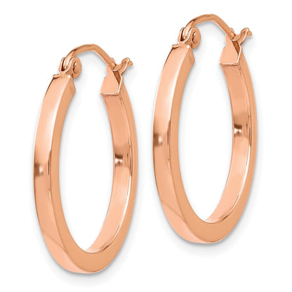 10K Rose Gold Lightweight Square Tube Hoop Earrings
