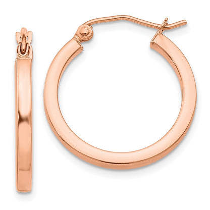 10K Rose Gold Lightweight Square Tube Hoop Earrings