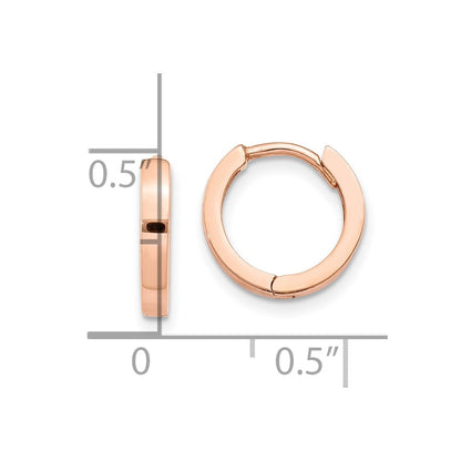 10K Rose Gold Round Hinged Hoop Earrings