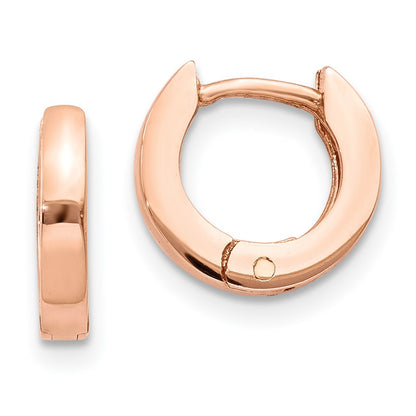 10K Rose Gold Round Hinged Hoop Earrings