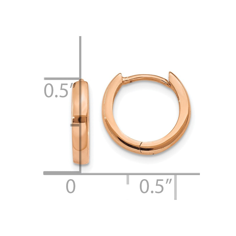 10K Rose Gold Round Hinged Hoop Earrings