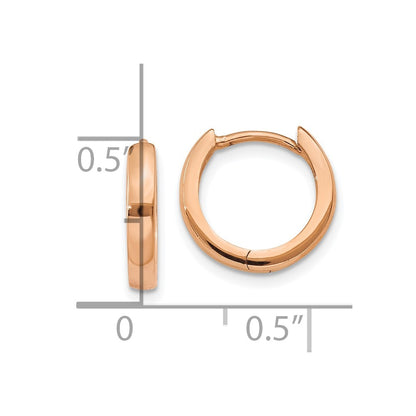 10K Rose Gold Round Hinged Hoop Earrings