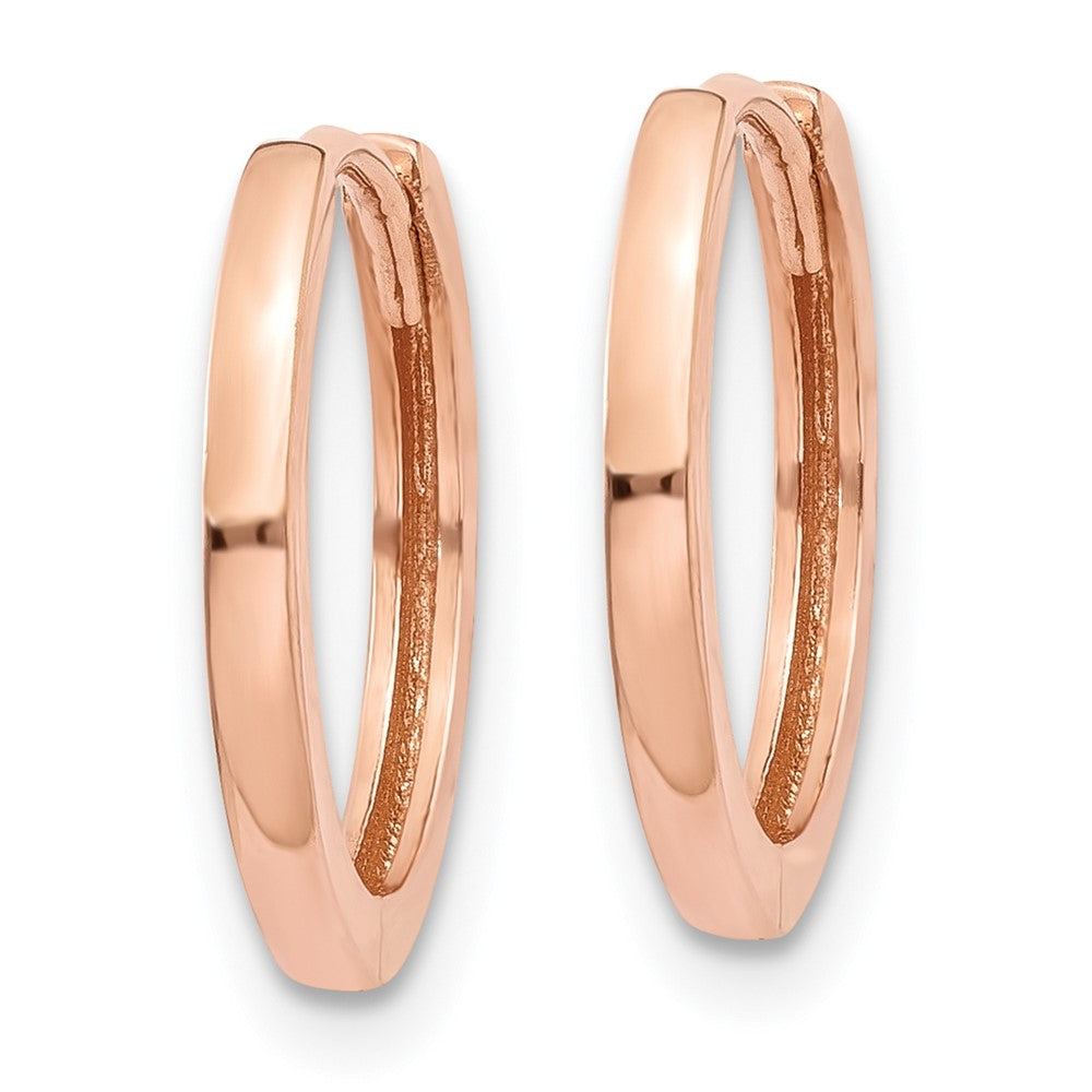 10K Rose Gold Round Hinged Hoop Earrings