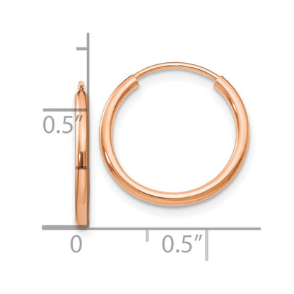10K Rose Gold Polished Endless Tube Hoop Earrings
