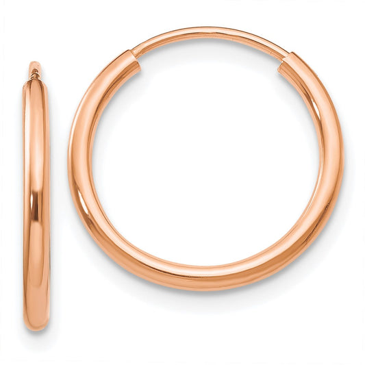 10K Rose Gold Polished Endless Tube Hoop Earrings