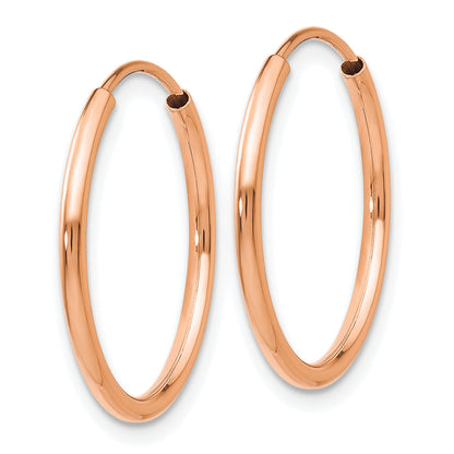 10K Rose Gold Polished Endless Tube Hoop Earrings