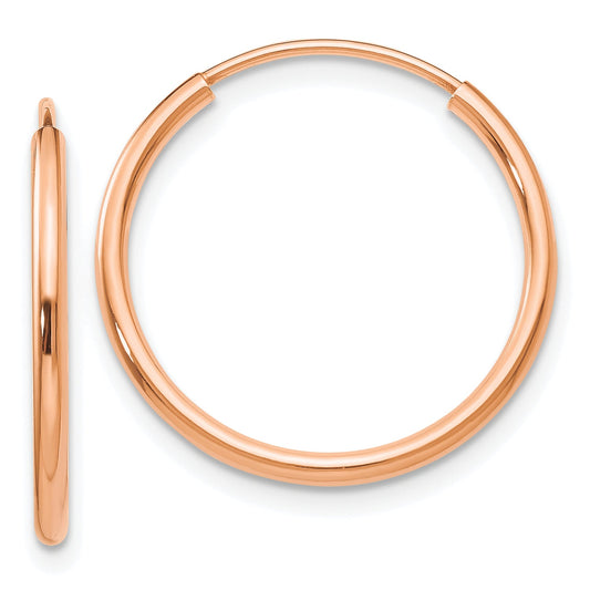10K Rose Gold Polished Endless Tube Hoop Earrings