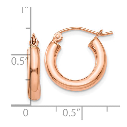 10K Rose Gold 2mm Polished Hoop Earrings