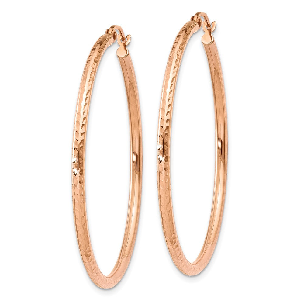 10K Rose Gold 10K Polished Lightweight Large Diamond-Cut Tube Hoop Earrings