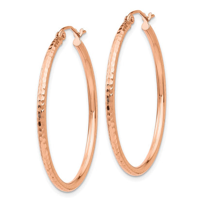 10K Rose Gold 10K Polished Lightweight Large Diamond-Cut Tube Hoop Earrings