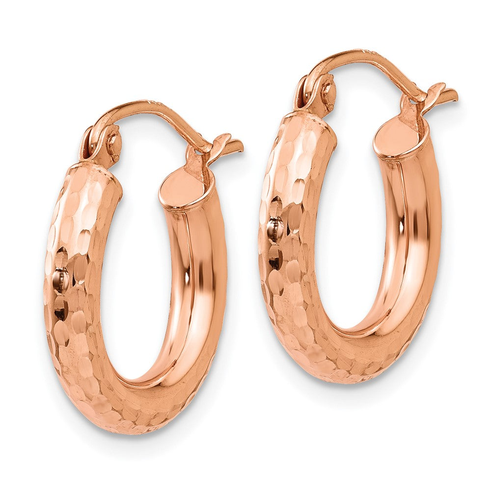 10K Rose Gold 10K Polished Lightweight Small Diamond-Cut Tube Hoop Earrings