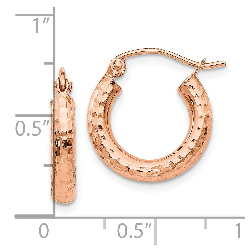 10K Rose Gold 10K Polished Lightweight Small Diamond-Cut Tube Hoop Earrings