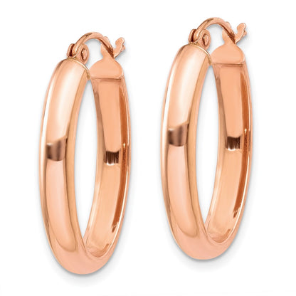 10K Rose Gold Polished Half-Round Oval Hoop Earrings