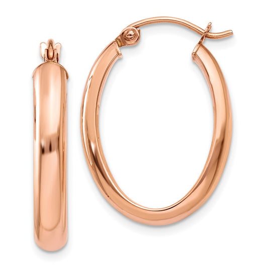 10K Rose Gold Polished Half-Round Oval Hoop Earrings