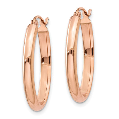 10K Rose Gold Polished Half-Round Oval Hoop Earrings