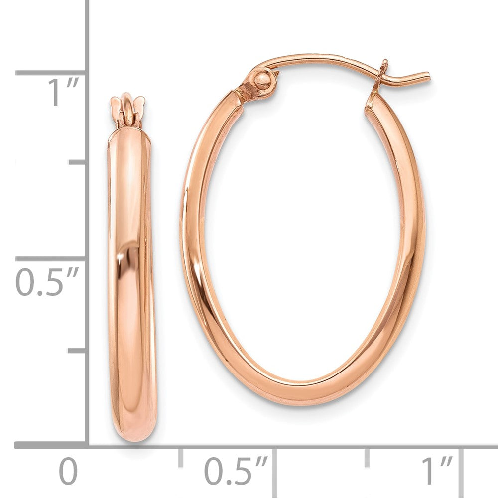 10K Rose Gold Polished Half-Round Oval Hoop Earrings