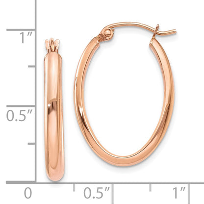 10K Rose Gold Polished Half-Round Oval Hoop Earrings
