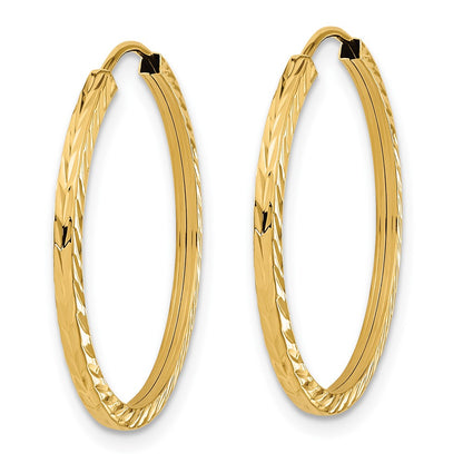 10K Yellow Gold Diamond-Cut Square Tube Endless Hoop Earrings