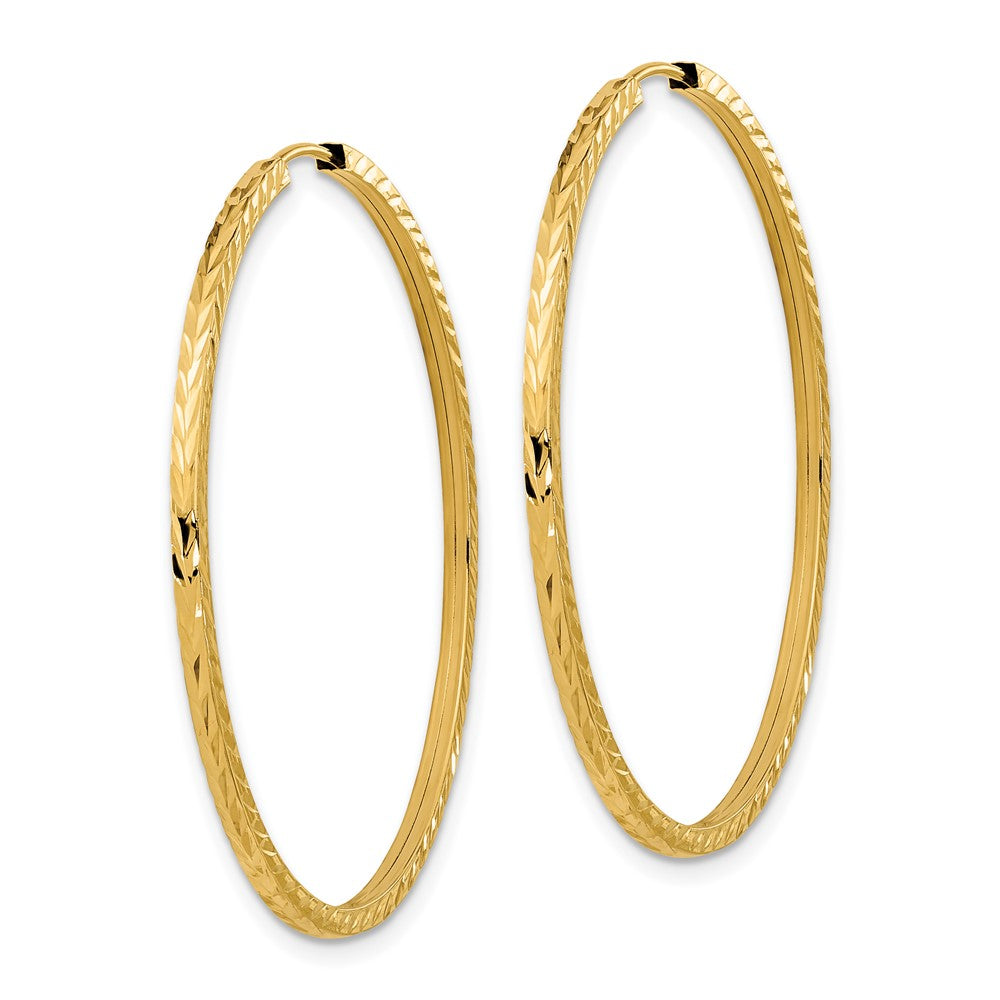 10K Yellow Gold Diamond-Cut Square Tube Endless Hoop Earrings