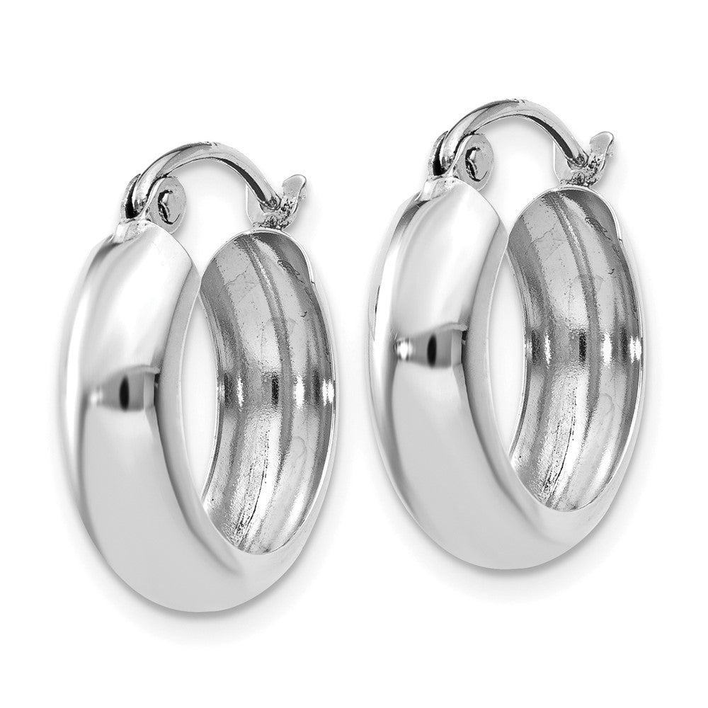 10K White Gold 4mm Round Hoop Earrings