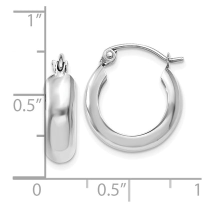 10K White Gold 4mm Round Hoop Earrings