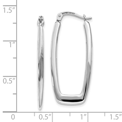 10K White Gold Polished 2.25mm Rectangle Hoop Earrings