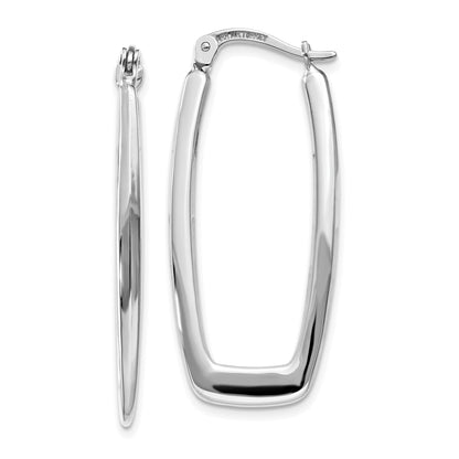 10K White Gold Polished 2.25mm Rectangle Hoop Earrings