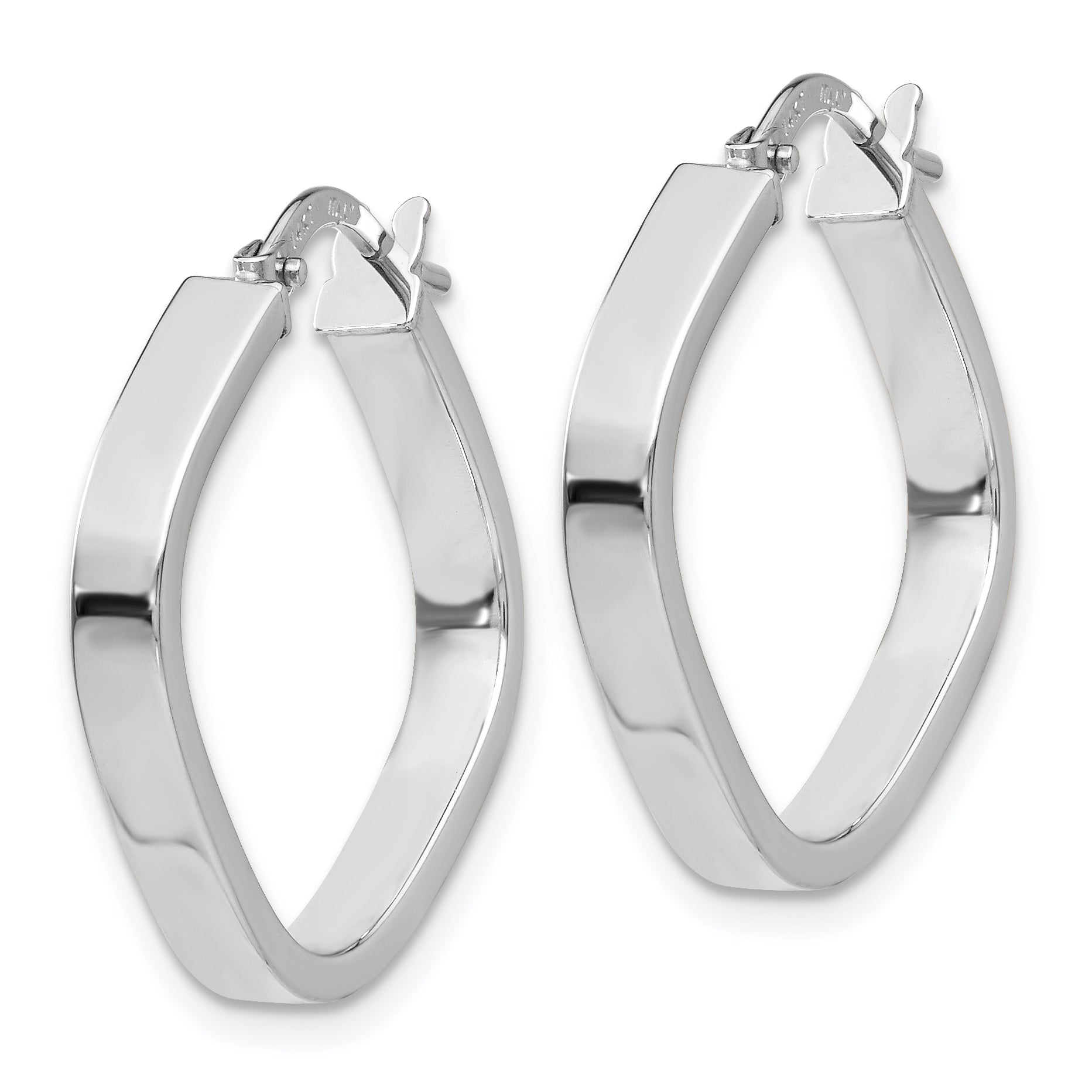 10K White Gold 10K Flat Edge Square Hoop Earrings