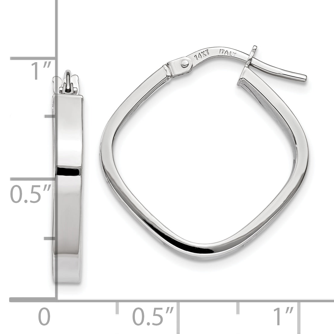 10K White Gold 10K Flat Edge Square Hoop Earrings
