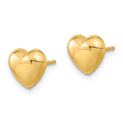 10K Yellow Gold Polished Heart Post Earrings