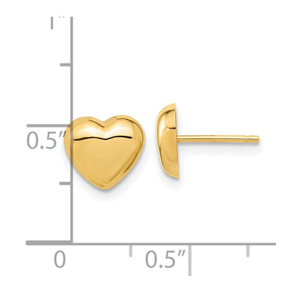 10K Yellow Gold Polished Heart Post Earrings