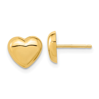 10K Yellow Gold Polished Heart Post Earrings