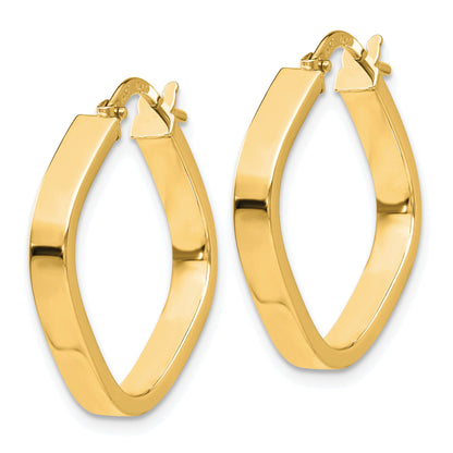 10K Yellow Gold 10K Flat Edge Square Hoop Earrings