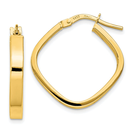 10K Yellow Gold 10K Flat Edge Square Hoop Earrings