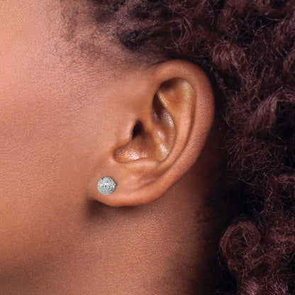 10K White Gold D/C 6mm Ball Post Earrings