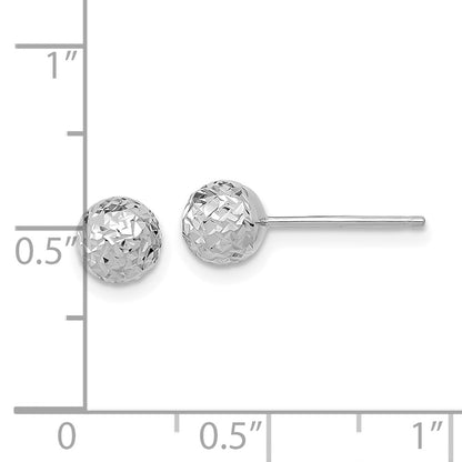 10K White Gold D/C 6mm Ball Post Earrings