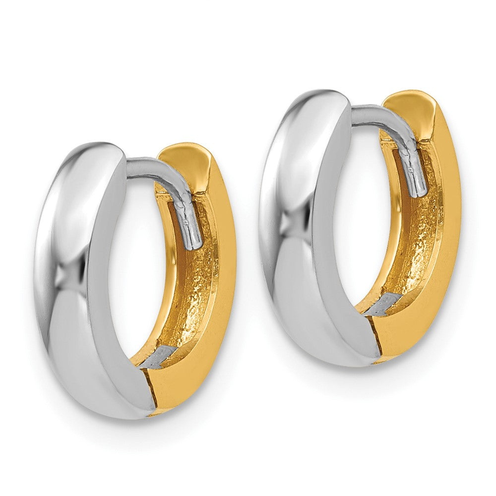 10K Two-Tone 2.5mm Round Hinged Hoop Earrings