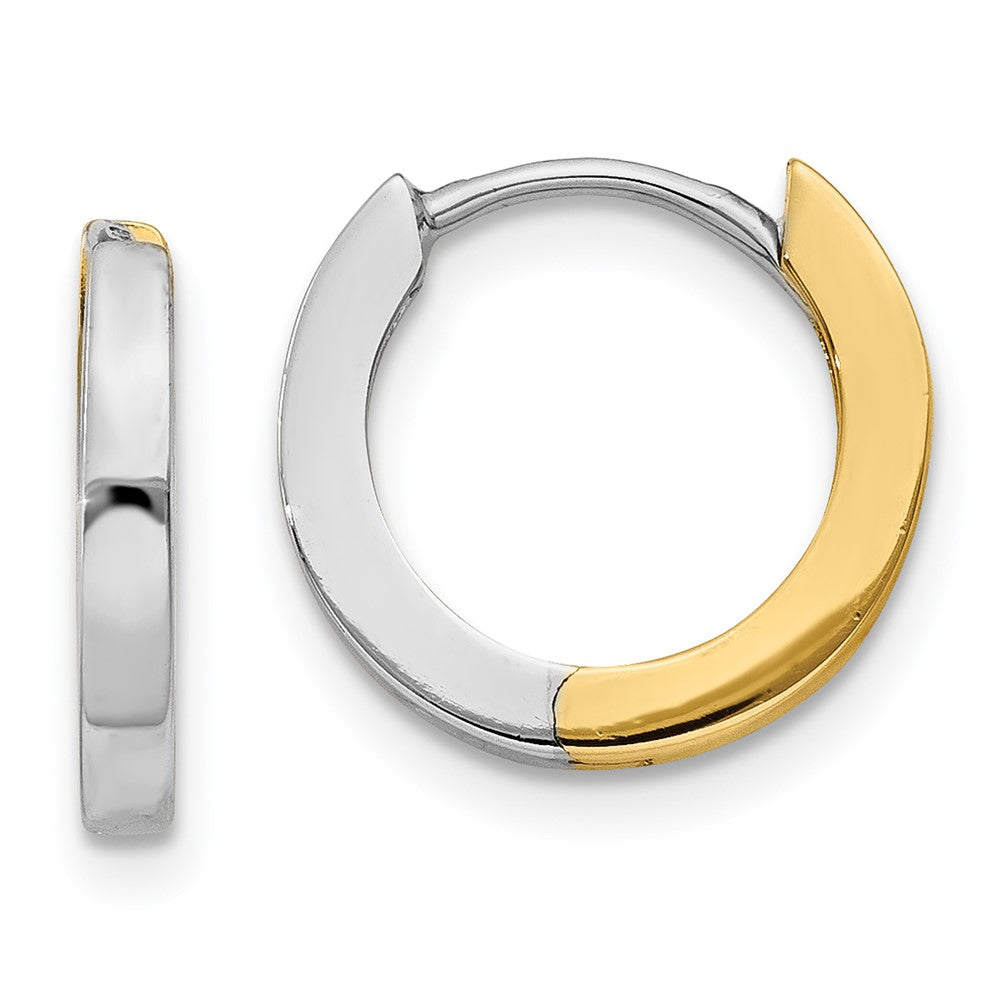 10K Two-Tone 2mm Round Hinged Hoop Earrings